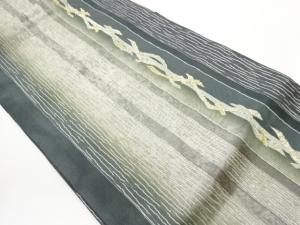 縞に抽象模様織出し名古屋帯